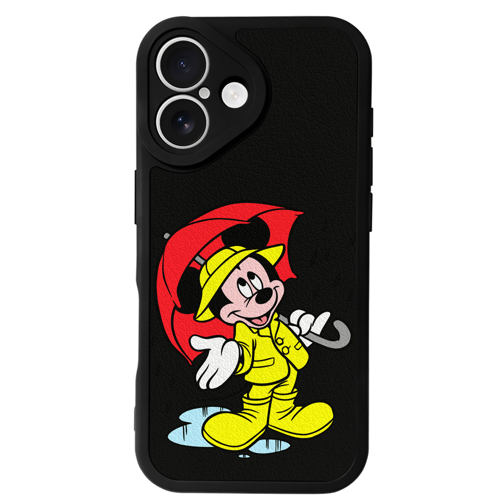 （画像用） ミッキーマウス Mickey Mouse 【iPhone 16シリーズ対応】シリコンスマホケース（レザー調） 材質：シリコン